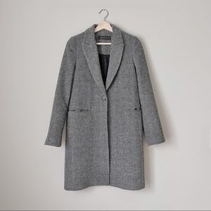 {Zara} Grey Coat with Lapel Collar